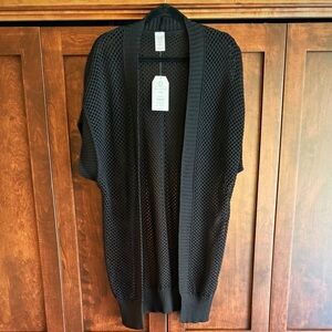 Time and Tru Black Open-Knit Cardigan